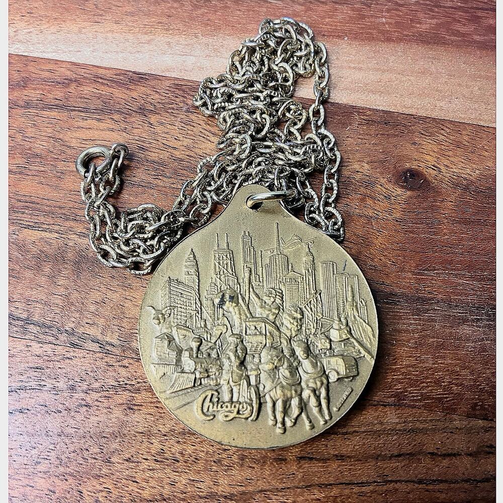 1978 Schwaben Verein Chicago Centennial Medal German Heritage Brass Pendant